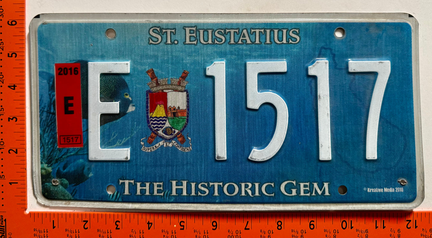 2016 St Eustatius #E 1517 Passenger License Plate