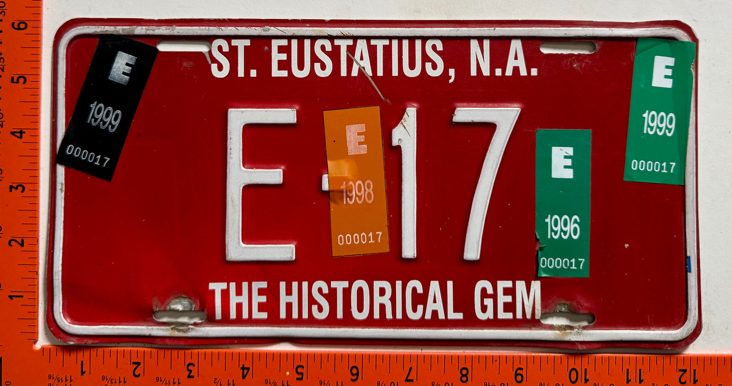 1996/1998/1999 St Eustatius #E-17 Passenger License Plate