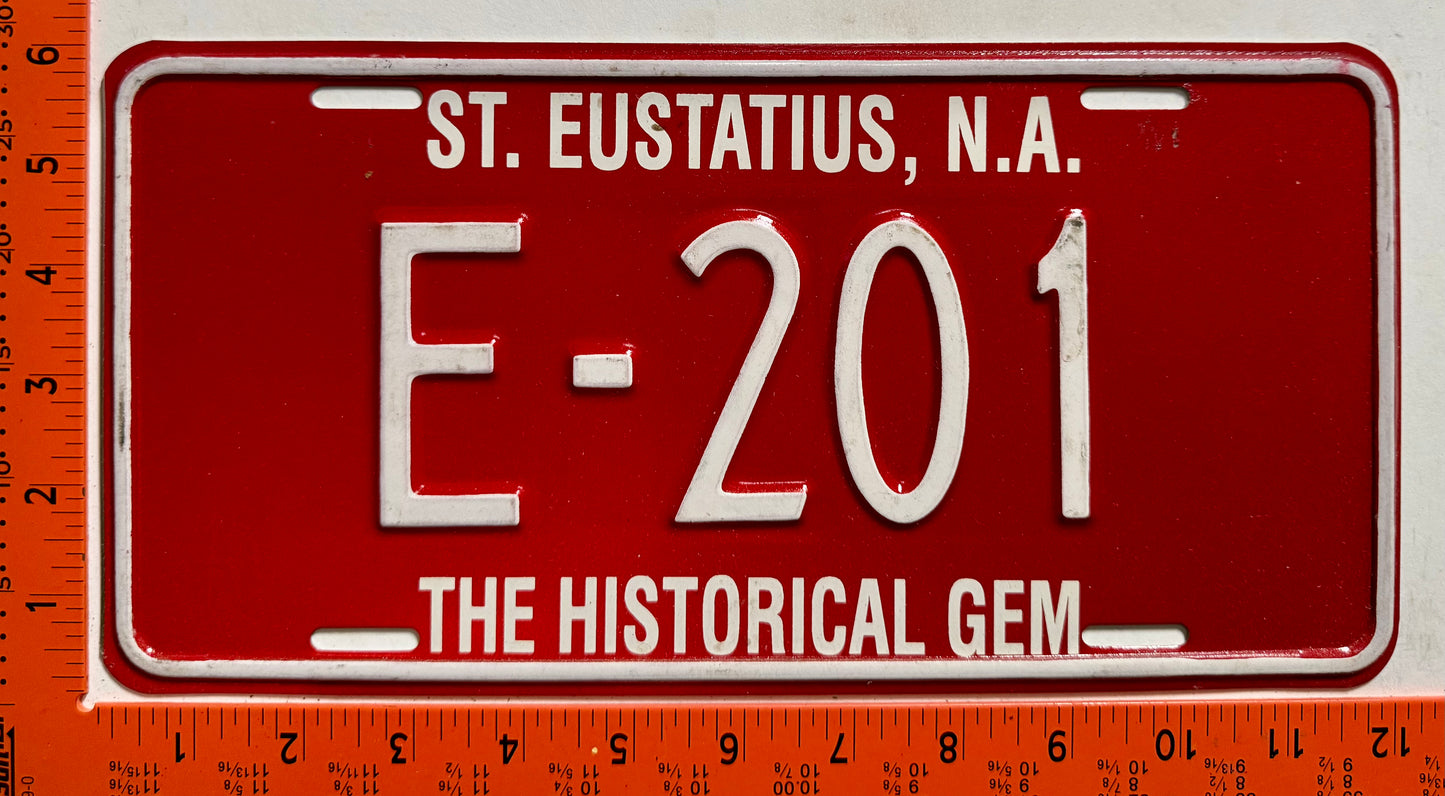 1996 base St Eustatius #E-201 Passenger License Plate