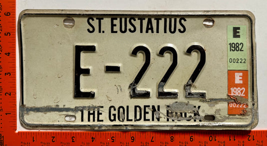 1982 St Eustatius #E-222 Passenger License Plate
