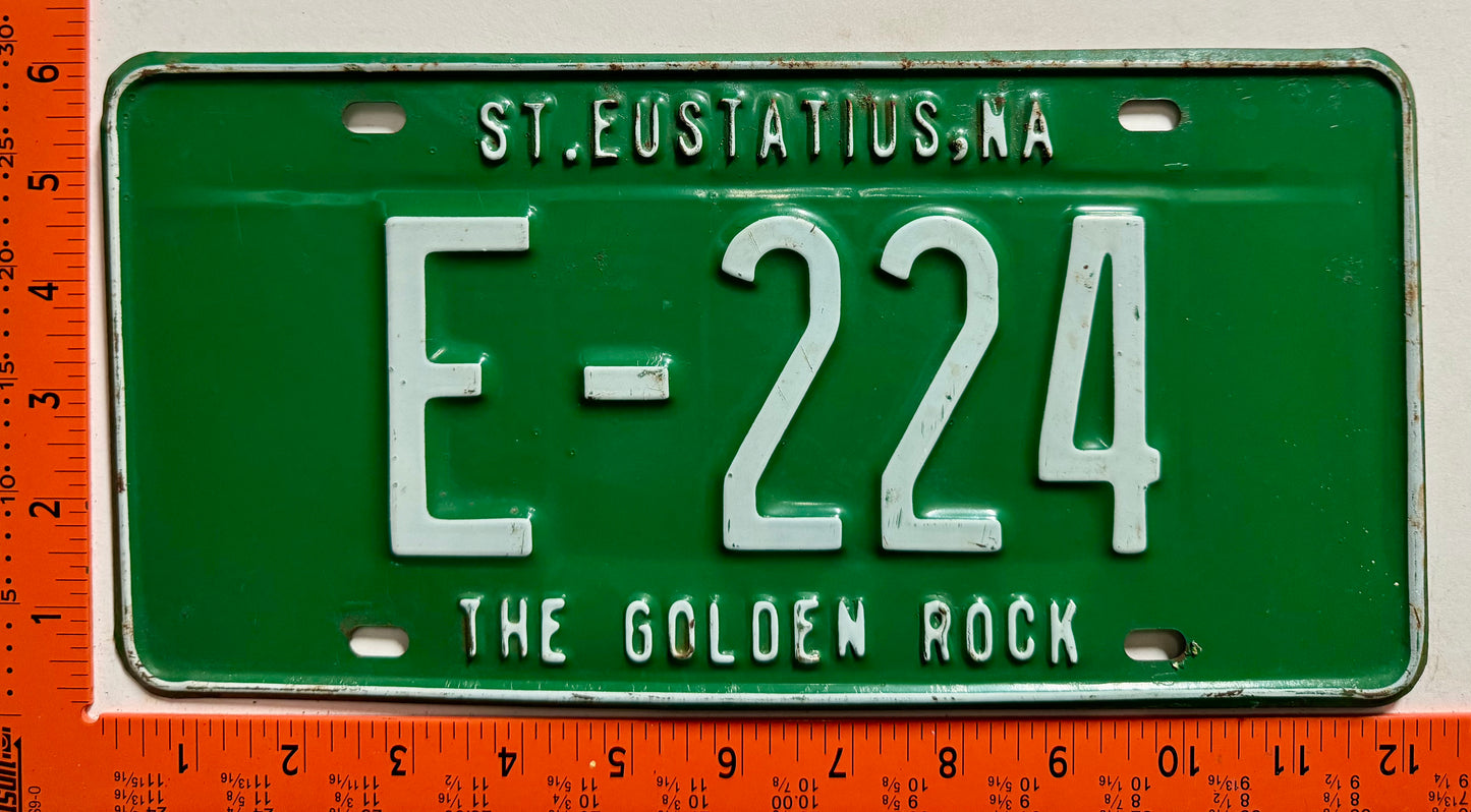 1971 base St Eustatius #E-224 Passenger License Plate