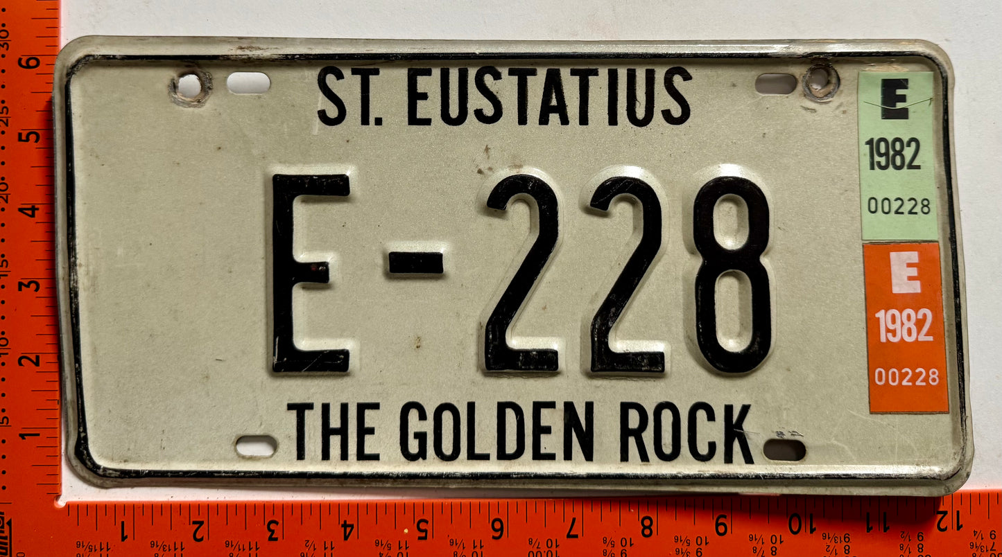 1982 St Eustatius #E-228 Passenger License Plate