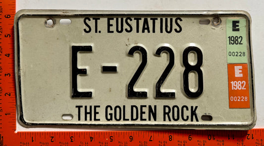 1982 St Eustatius #E-228 Passenger License Plate