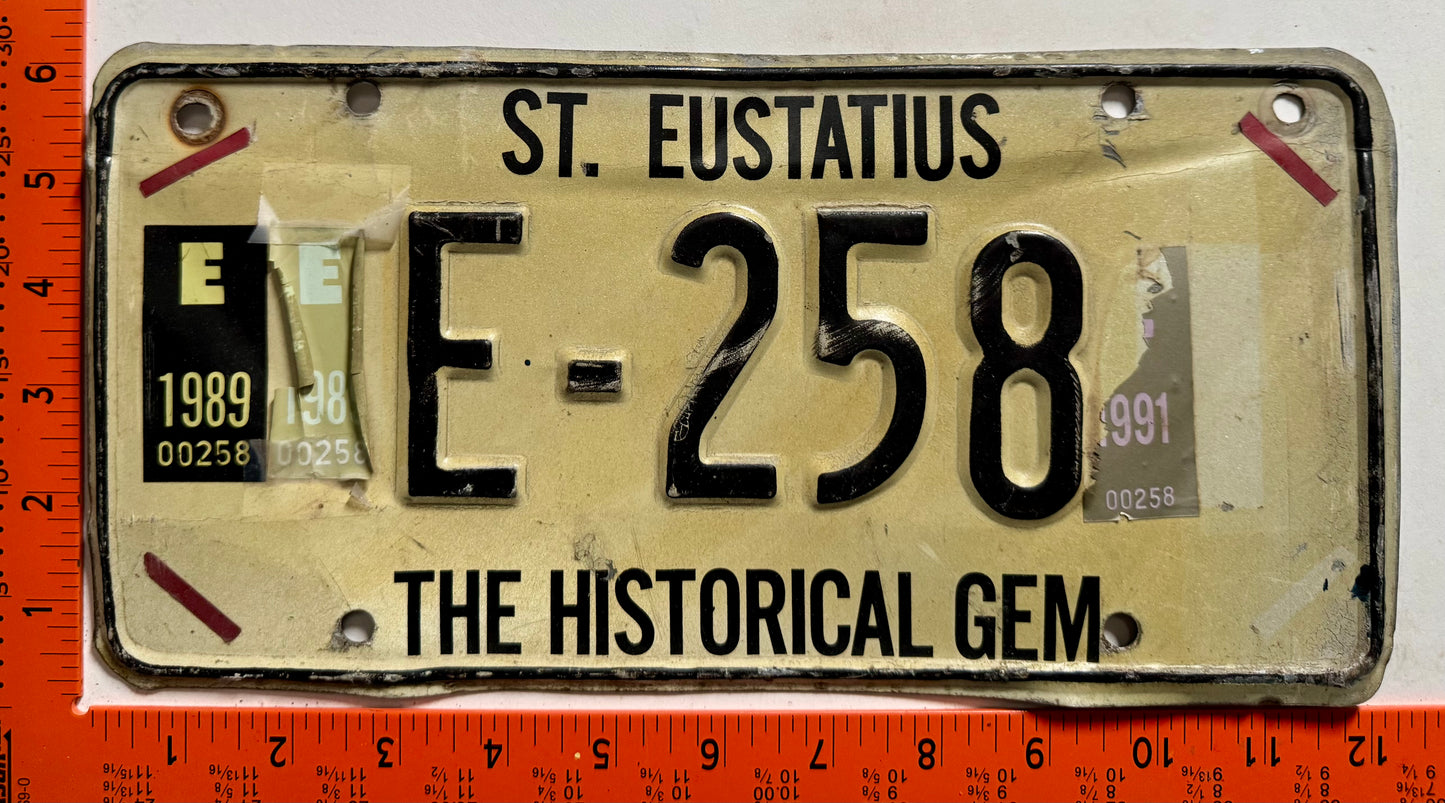 1989/1991 St Eustatius #E-258 Passenger License Plate