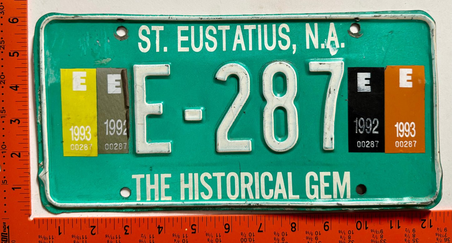 1992/1993 St Eustatius #E-287 Passenger License Plate
