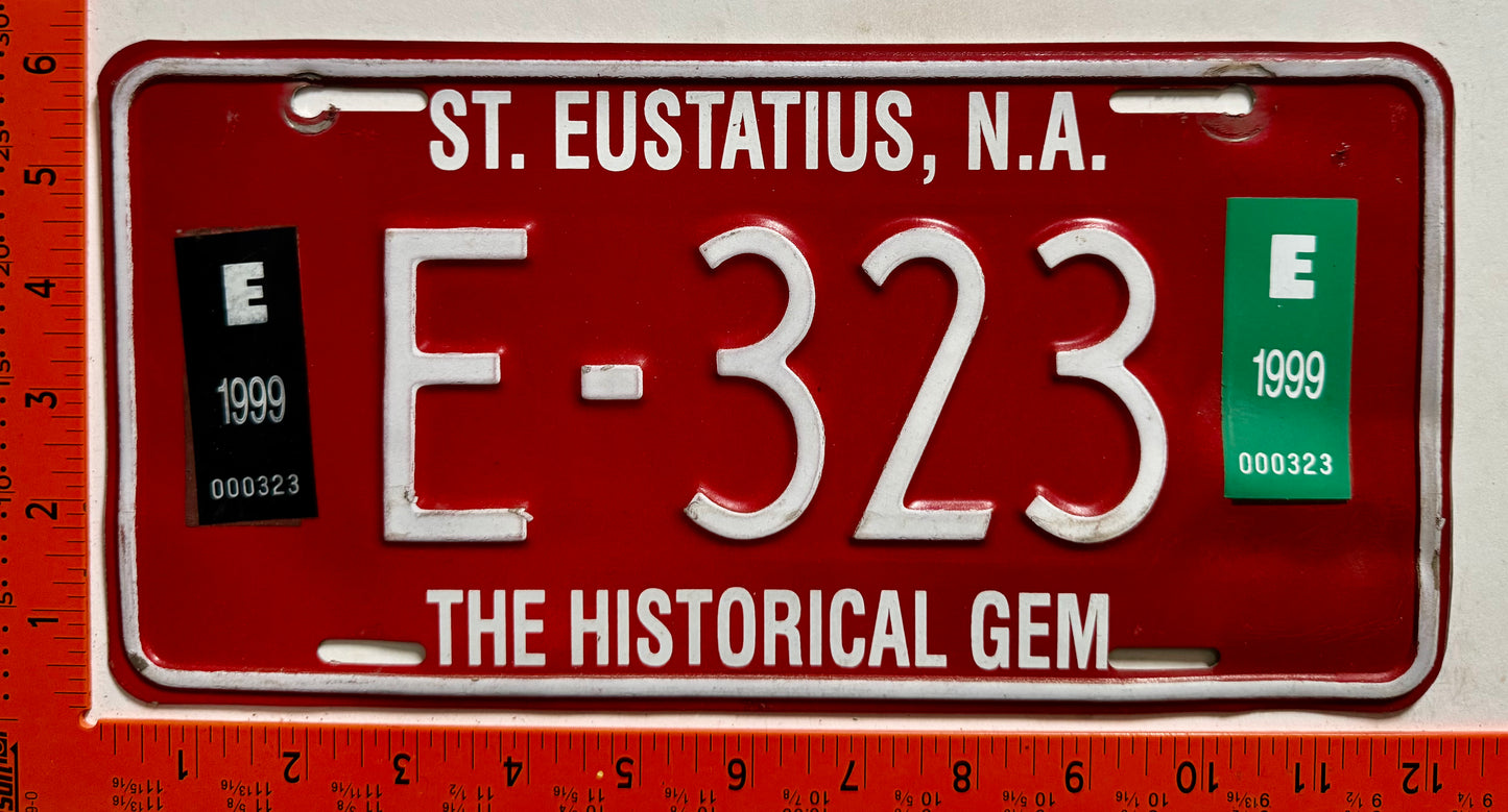1999 St Eustatius #E-323 Passenger License Plate
