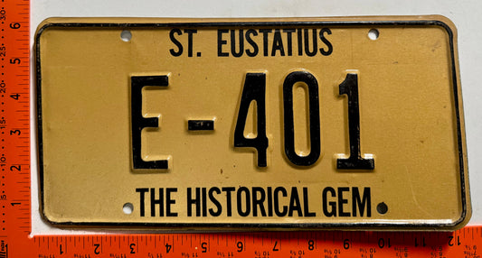 1983 base St Eustatius #E-401 Passenger License Plate