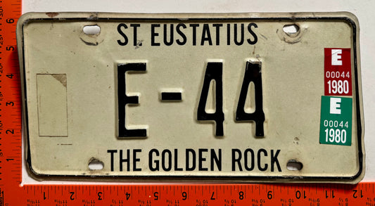 1980 St Eustatius #E-44 Passenger License Plate