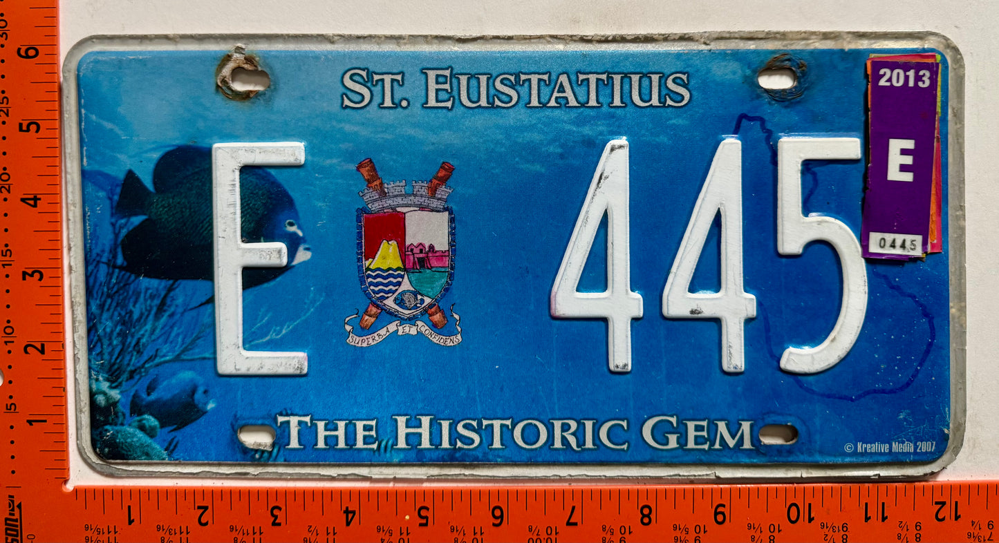 2013 St Eustatius #E 445 Passenger License Plate