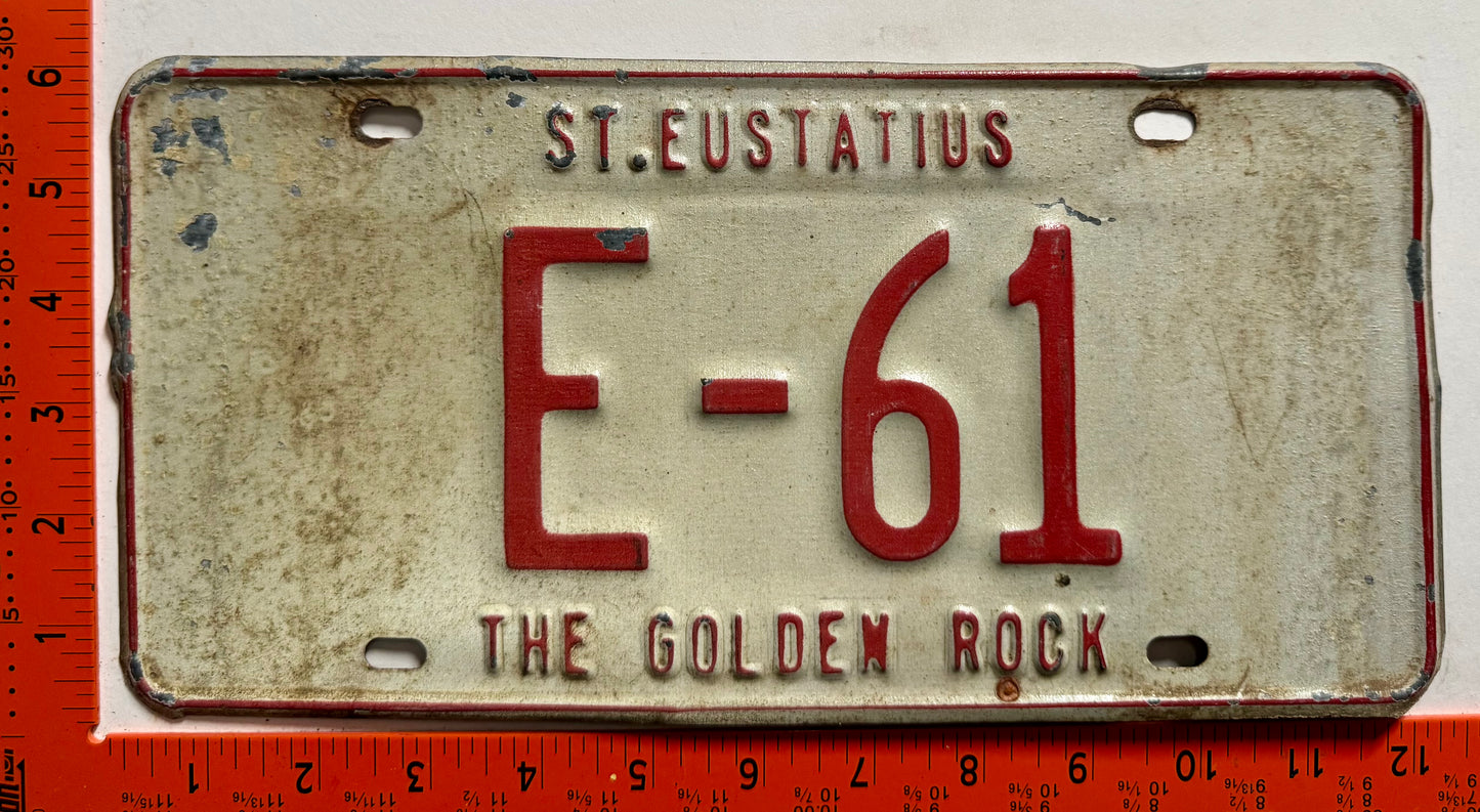 1977 base St Eustatius #E-61 Passenger License Plate