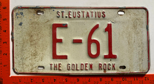 1977 base St Eustatius #E-61 Passenger License Plate