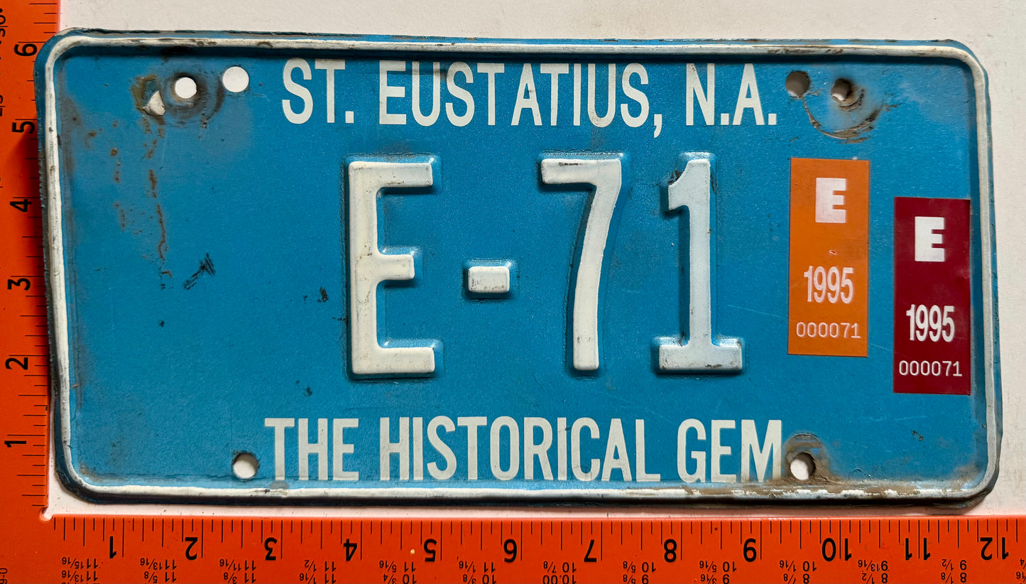 1995 St Eustatius #E-71 Passenger License Plate