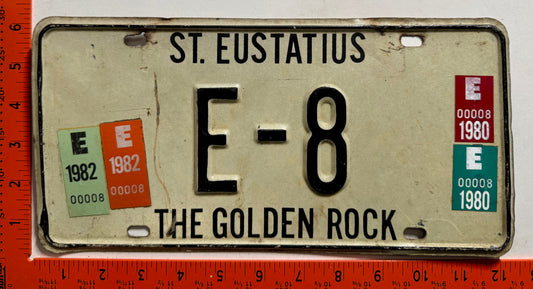 1980/1982 St Eustatius #E-8 Passenger License Plate