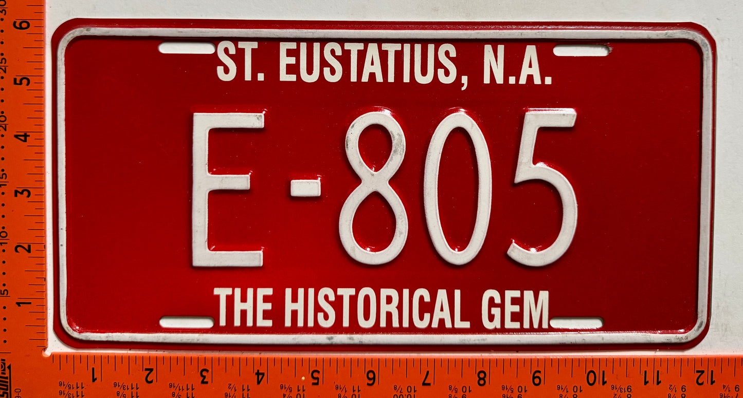 1996 base St Eustatius #E-805 Passenger License Plate