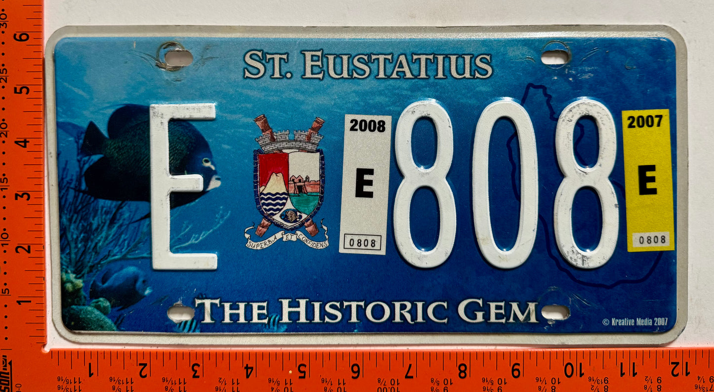 2007/2008 St Eustatius #E 808 Passenger License Plate