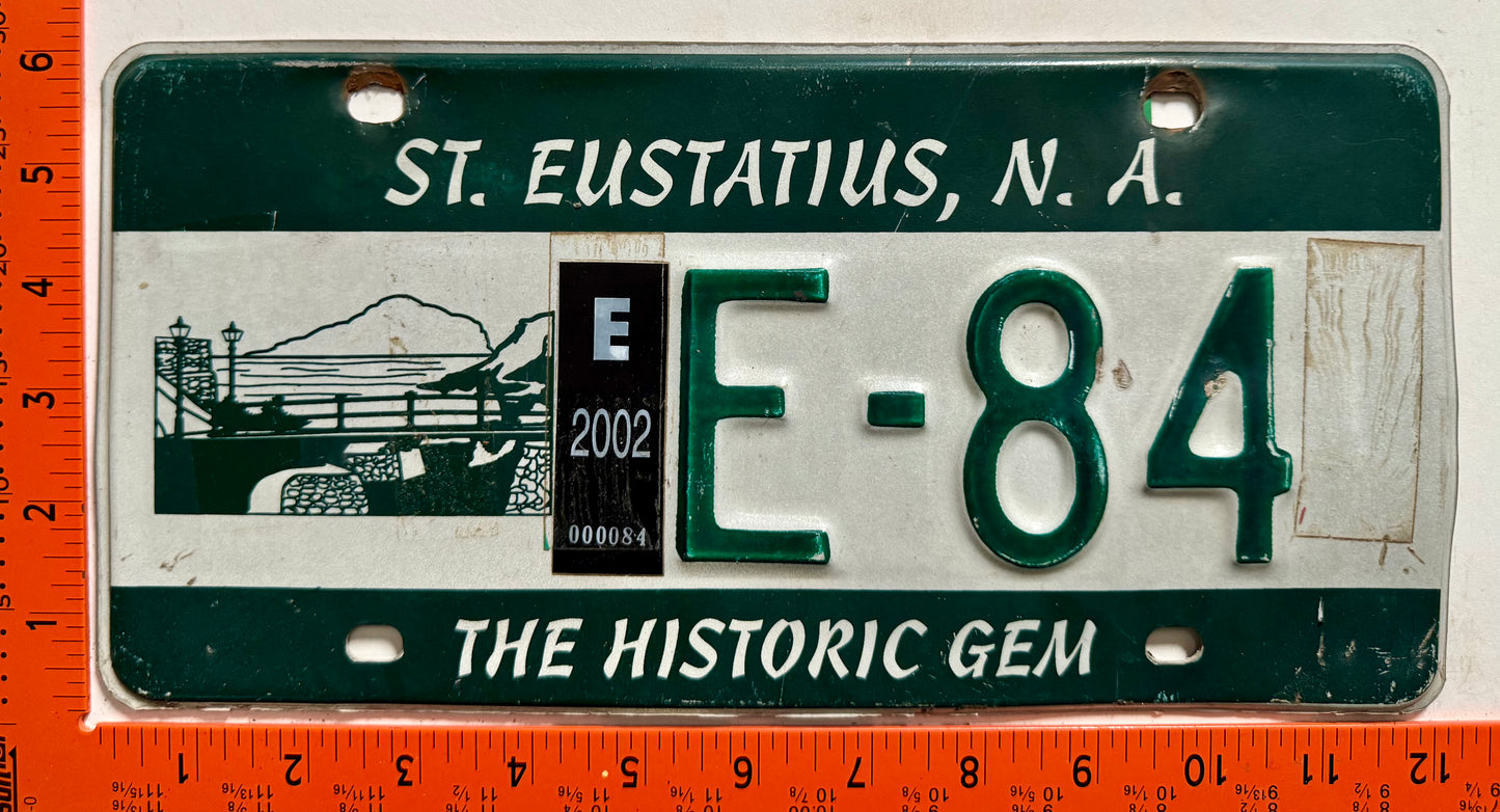 2002 St Eustatius #E-84 Passenger License Plate