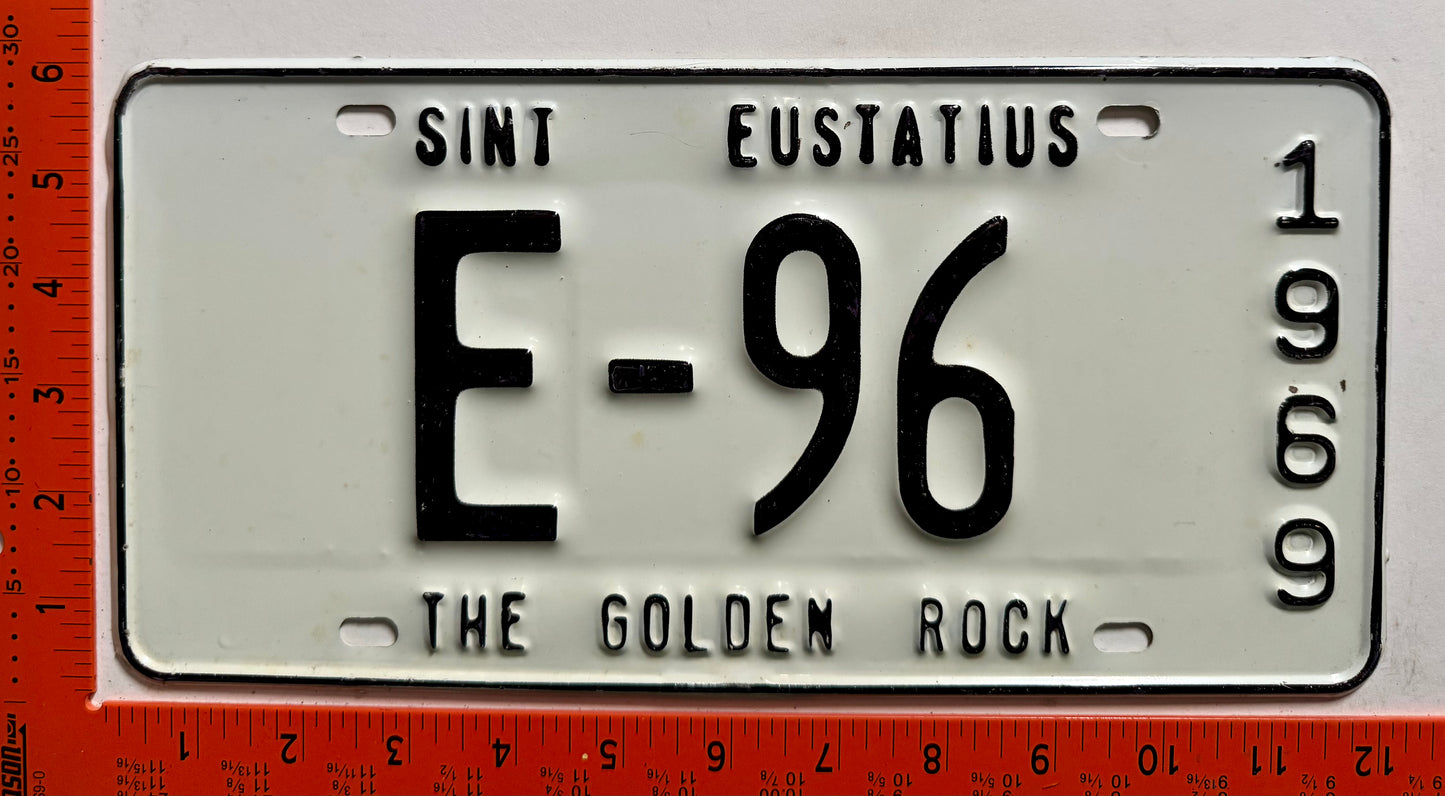1969 St Eustatius #E-96 Passenger License Plate
