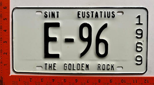 1969 St Eustatius #E-96 Passenger License Plate