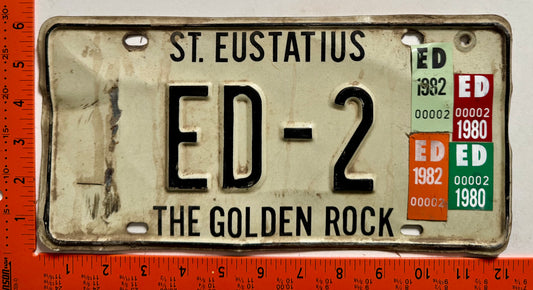 1980/1982 St Eustatius #ED-12 Island Government License Plate