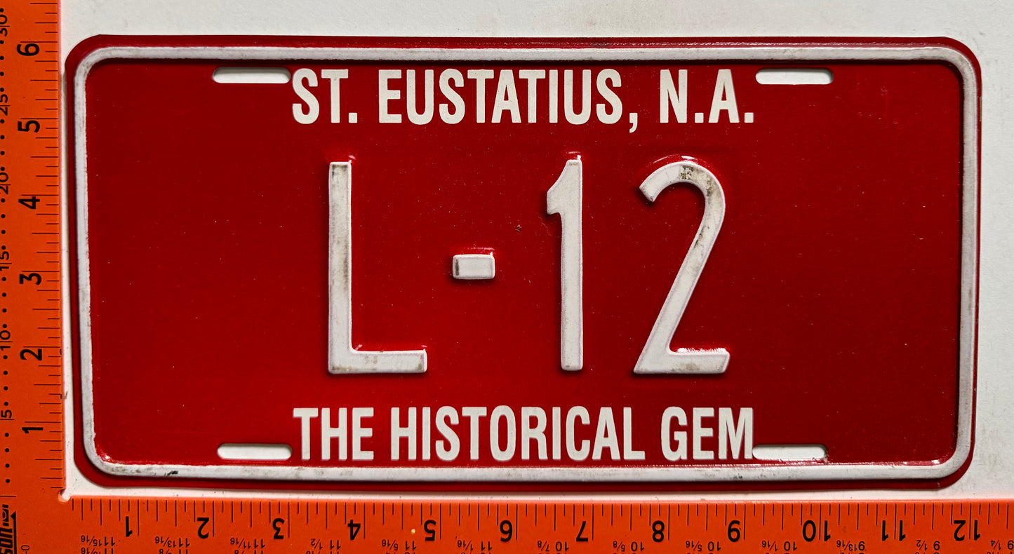 1996 base St Eustatius #L-12 Central Government License Plate