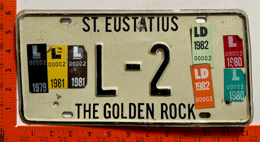 1979-1982 St Eustatius #L-2 Central Government License Plate