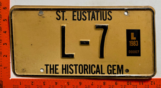 1983 St Eustatius #L-7 Central Government License Plate