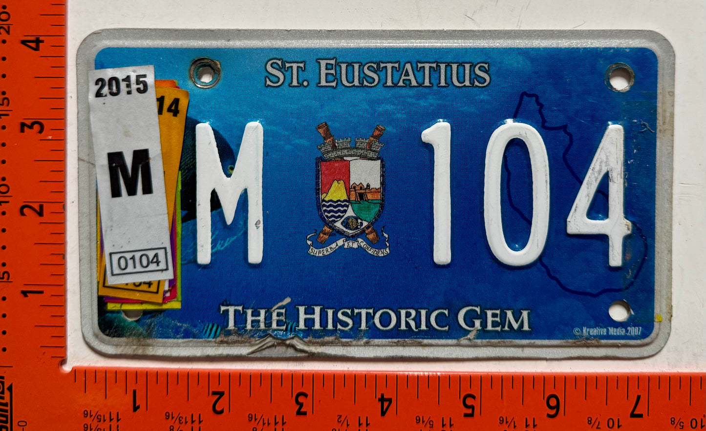 2015 St Eustatius #M 104 Motorcycle License Plate