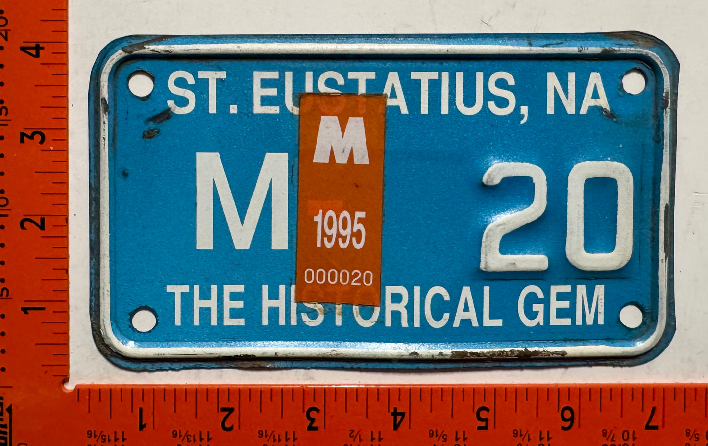 1995 St Eustatius #M-20 Motorcycle License Plate