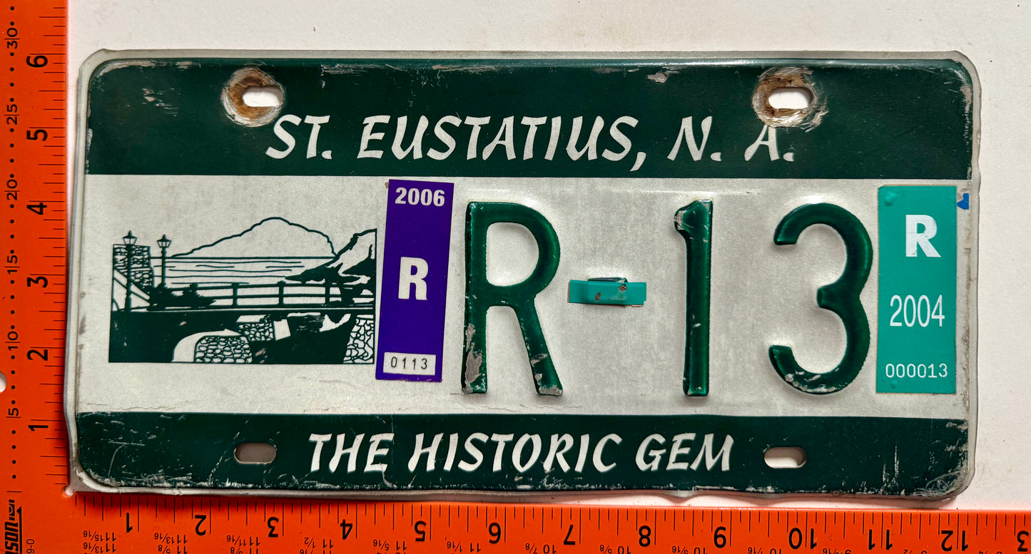 2004/2006 St Eustatius #R-13 Rental License Plate