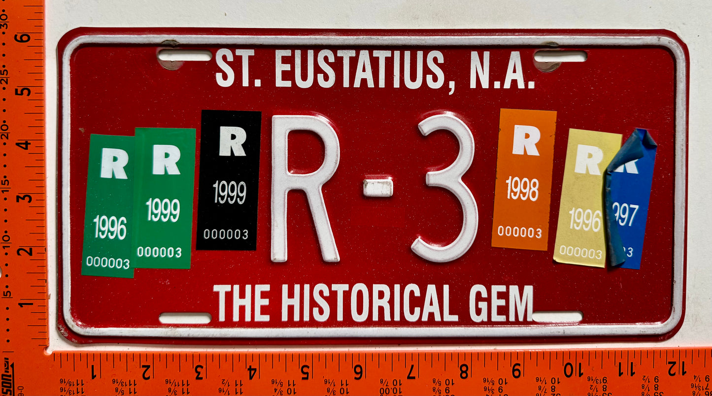 1996-1999 St Eustatius #R-3 Rental License Plate