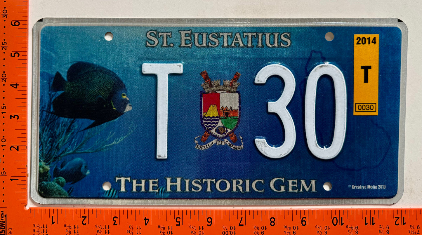 2014 St Eustatius #T-30 Taxi License Plate
