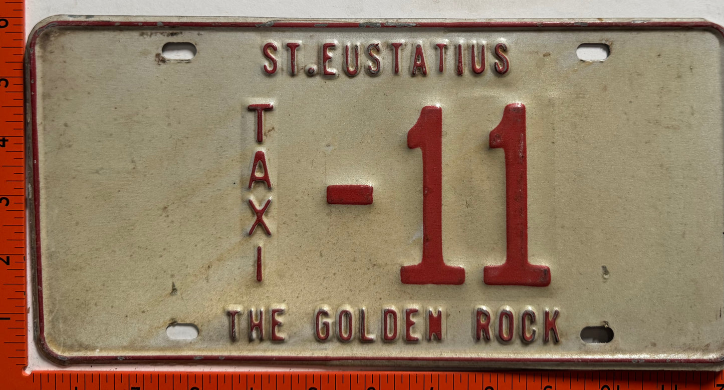 1977/1978 St Eustatius #11 Taxi License Plate