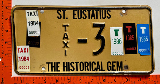 1984-1986 St Eustatius #3 Taxi License Plate