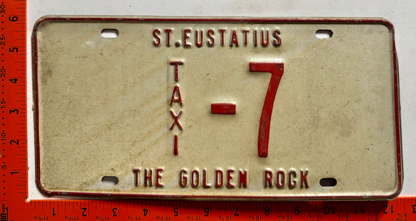 1977/1978 St Eustatius #7 Taxi License Plate
