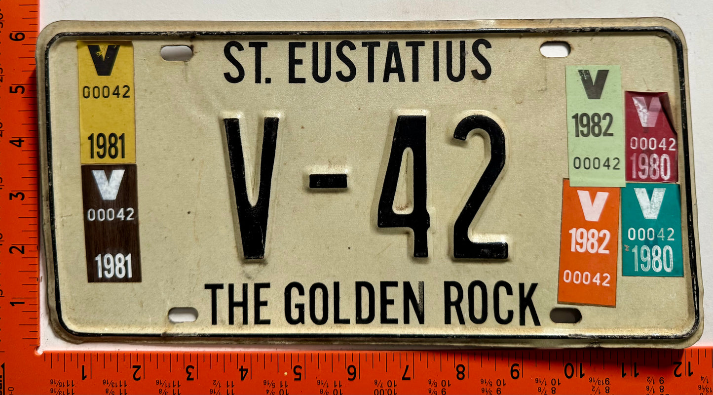 1980-1982 St Eustatius #V-42 Commercial License Plate