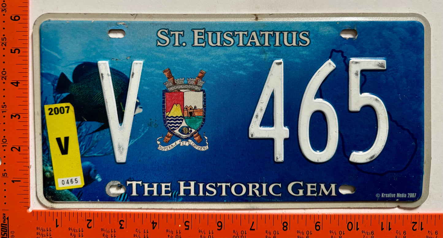 2007 St Eustatius #V 465 Commercial License Plate