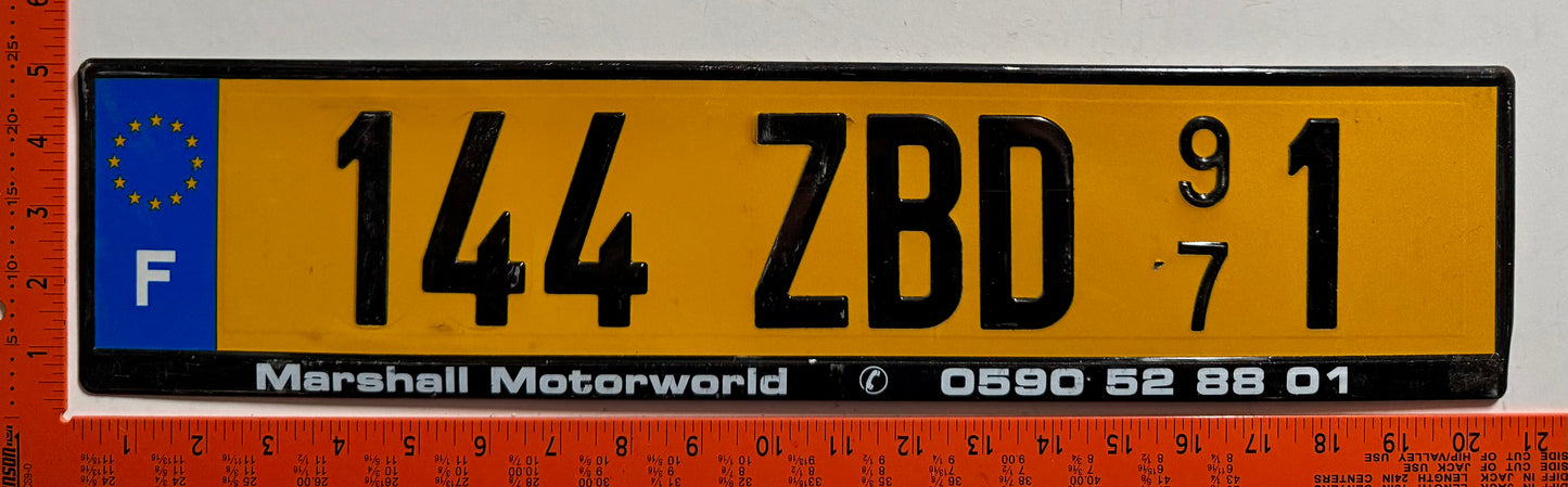 undated St Martin #144 ZBD 971 Passenger License Plate