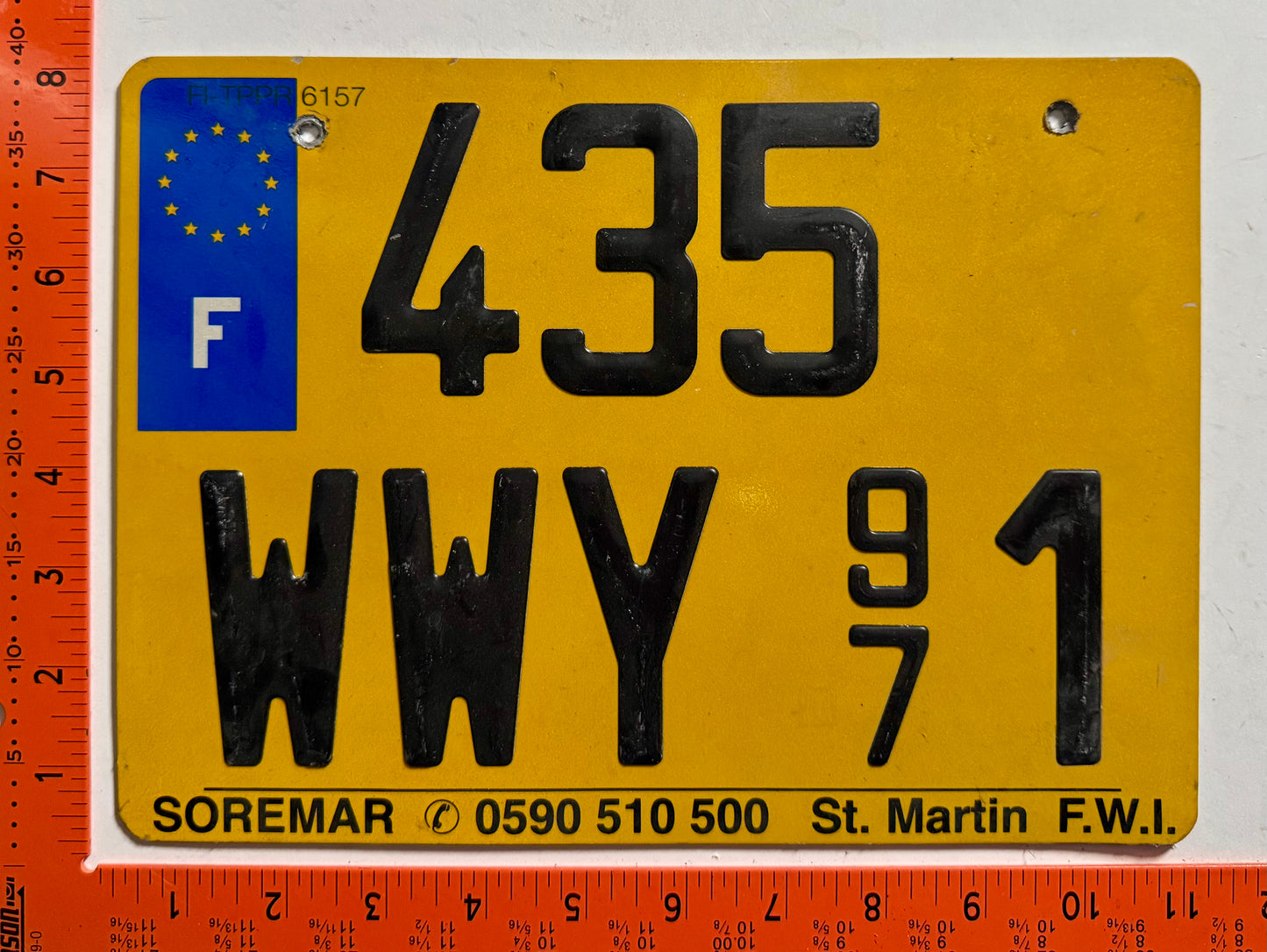 undated St Martin #435/WWY 971 Garage License Plate