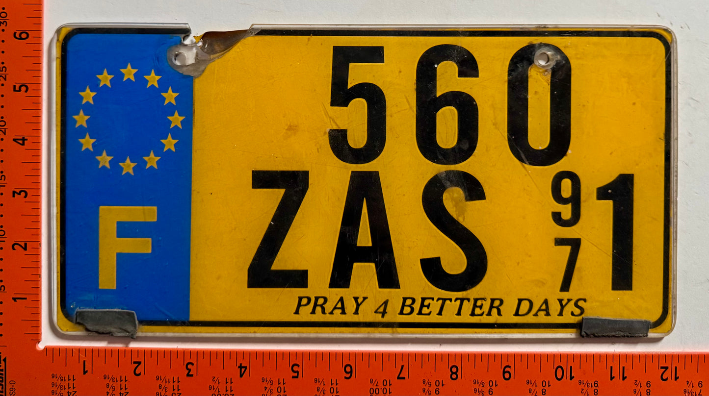 undated St Martin #560 ZAS 971 Passenger License Plate