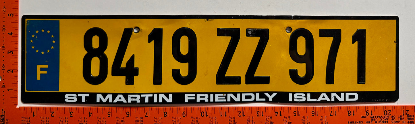 undated St Martin #8419 ZZ 971 Passenger License Plate