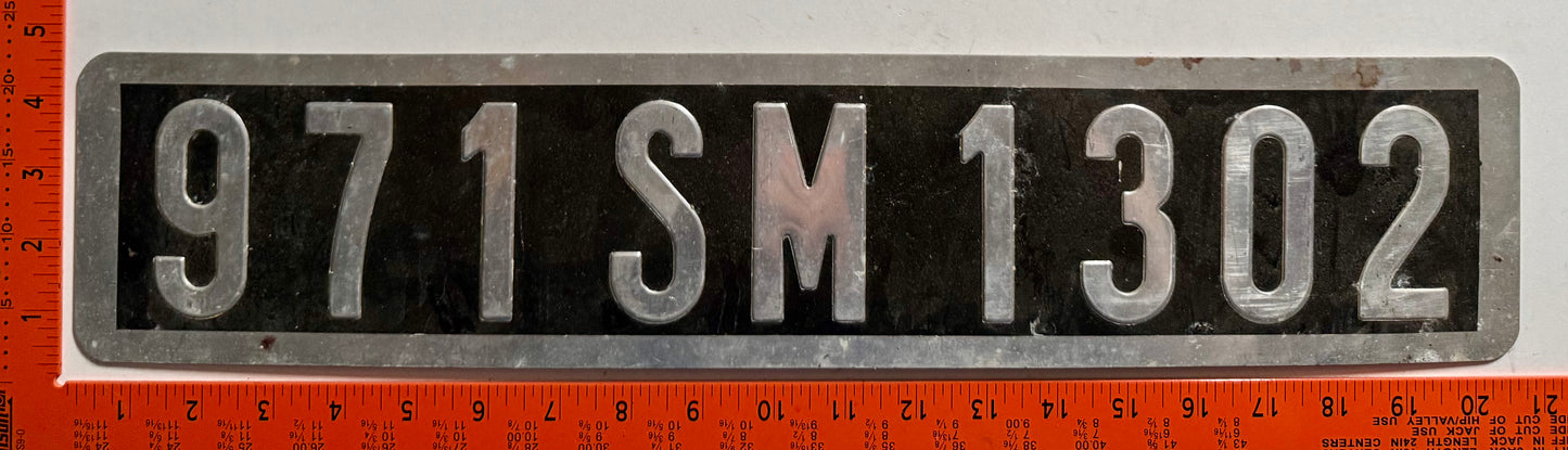 undated St Martin #971 SM 1302 Passenger License Plate
