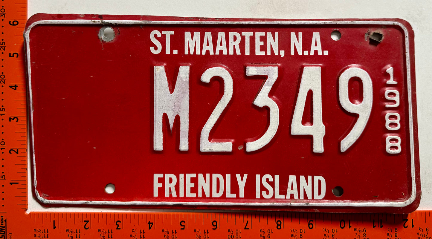 1988 St Maarten #M2349 Passenger License Plate