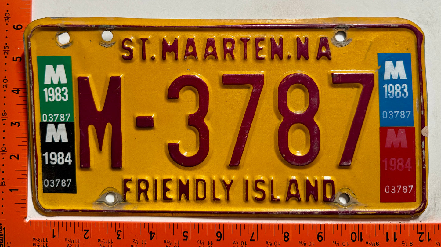 1983/1984 St Maarten #M-3787 Passenger License Plate