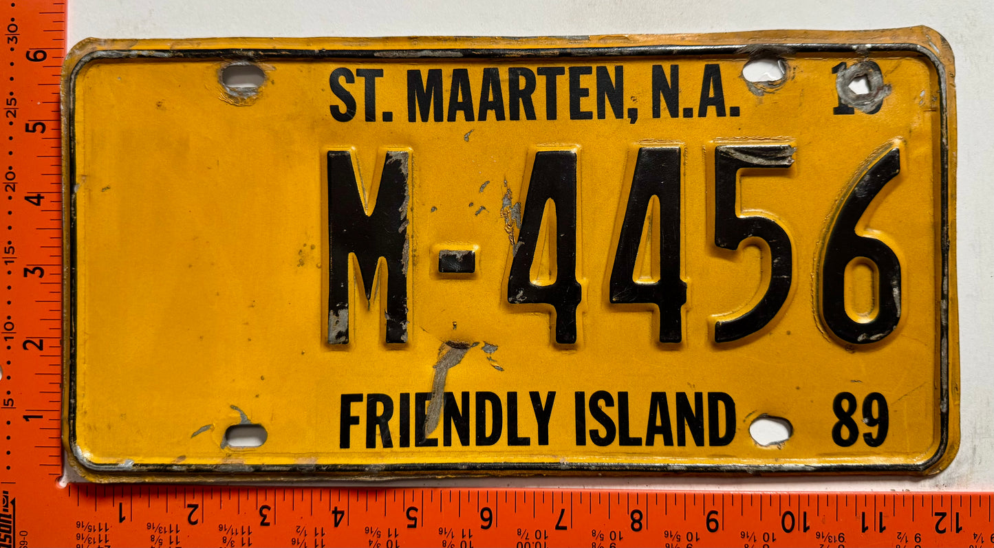 1989 St Maarten #M-4456 Passenger License Plate