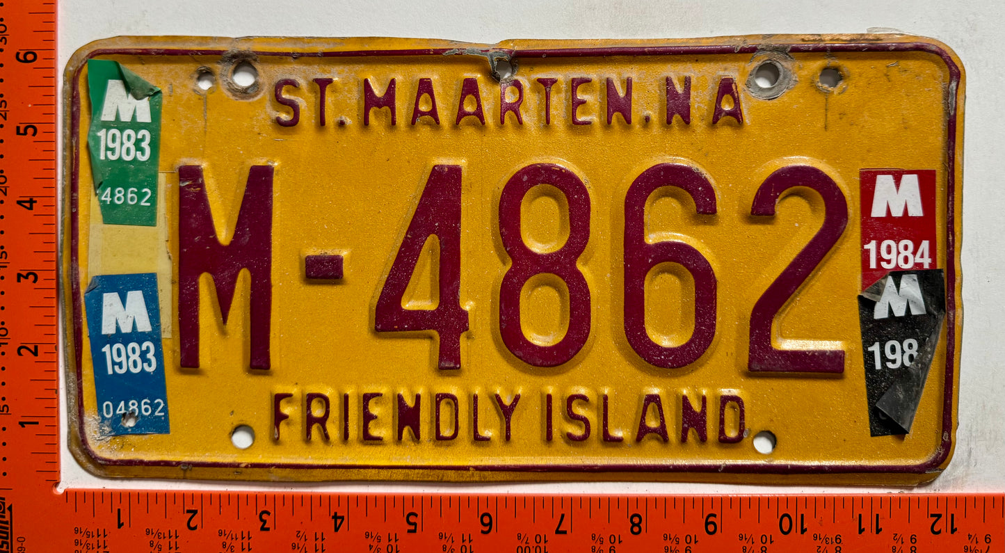 1983/1984 St Maarten #M-4862 Passenger License Plate