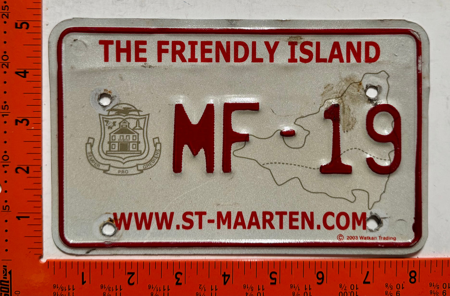 2004 St Maarten #MF-19 Motorcycle License Plate