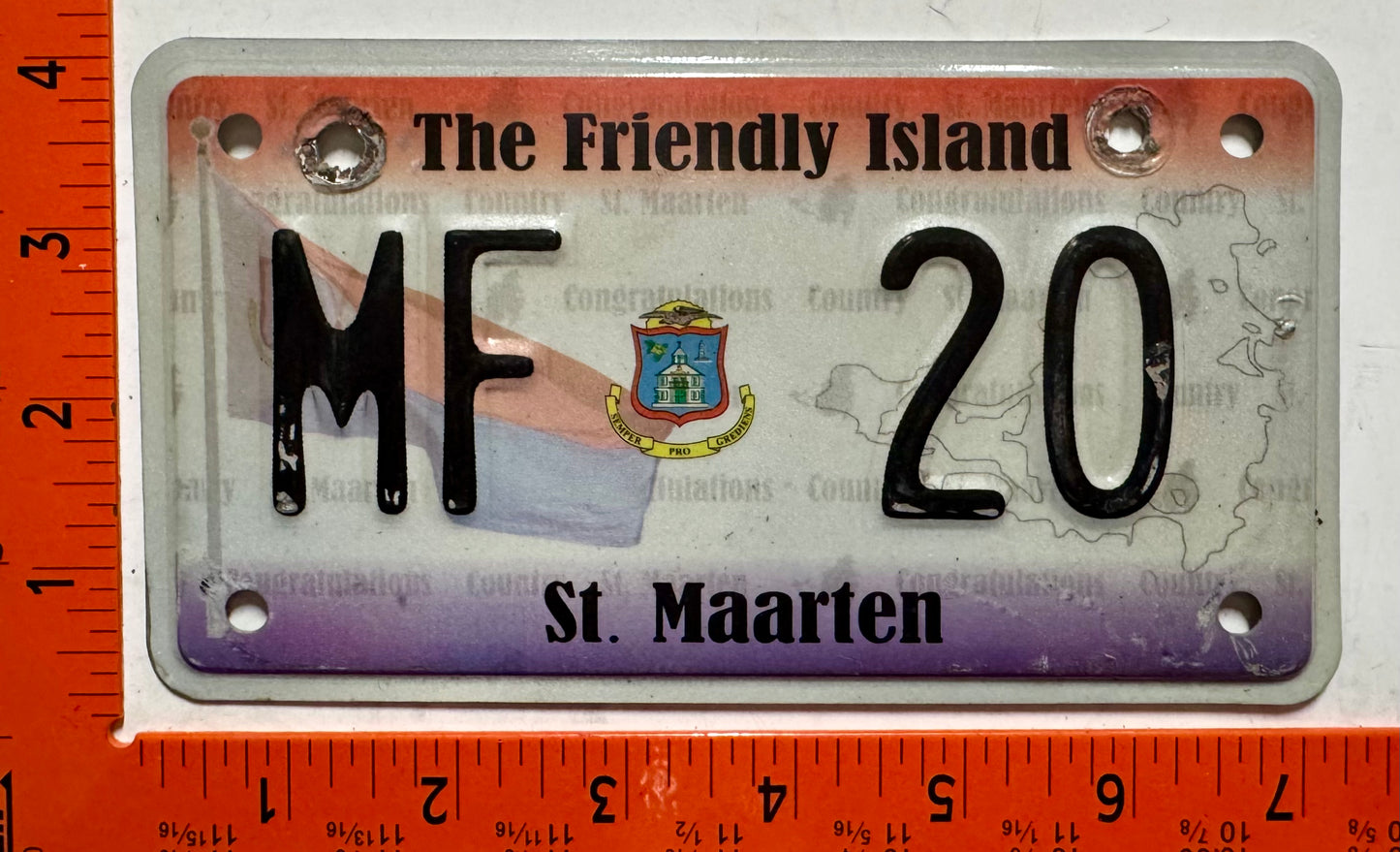 2011 St Maarten #MF 20 Motorcycle License Plate