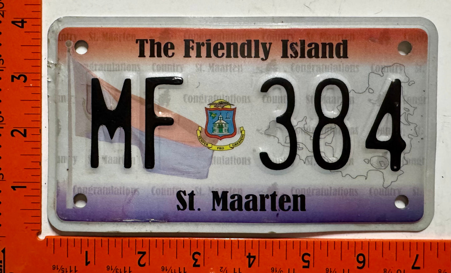 2011 St Maarten #MF 384 Motorcycle License Plate