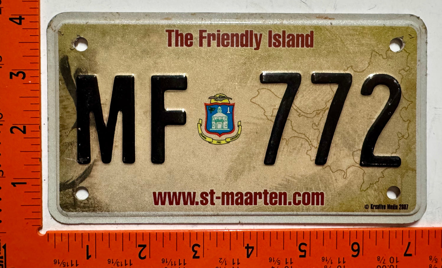 2007 St Maarten #MF 772 Motorcycle License Plate