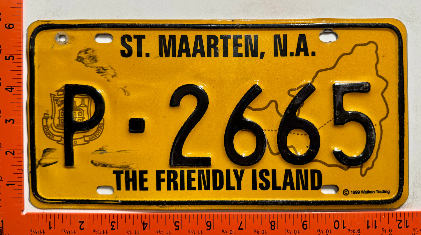 1999 base St Maarten #P-2665 Passenger License Plate